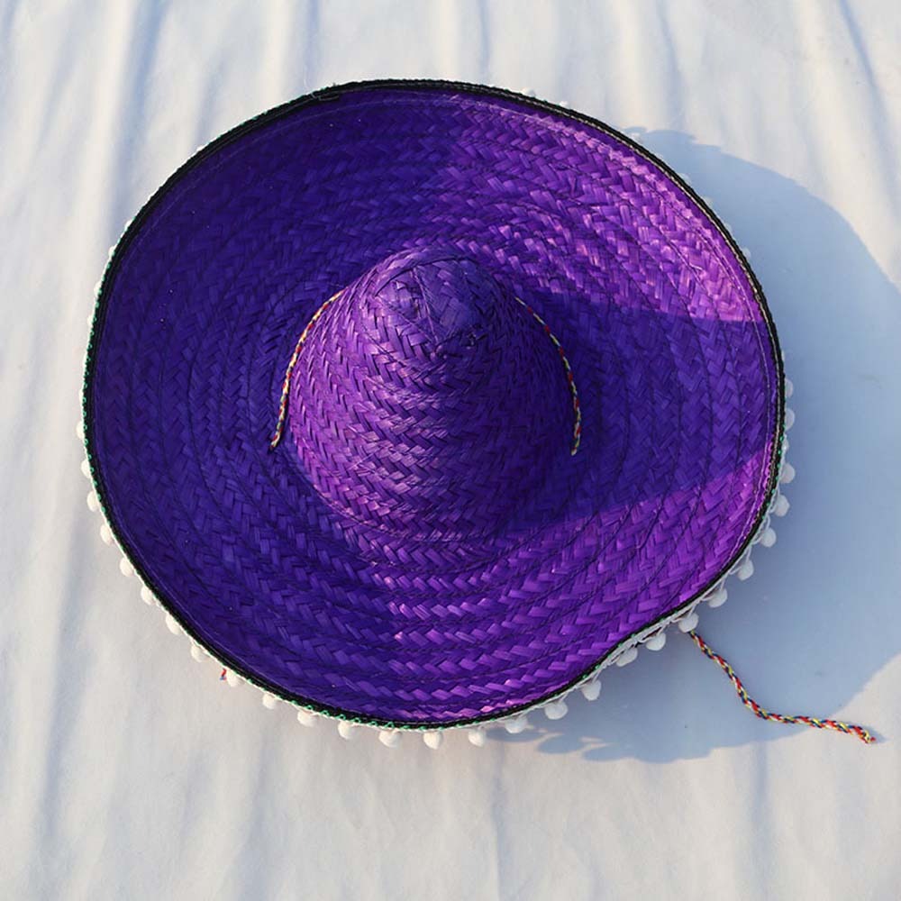Bucket Hat Straw - Sommer breite Krempe mexikanische Party Hut