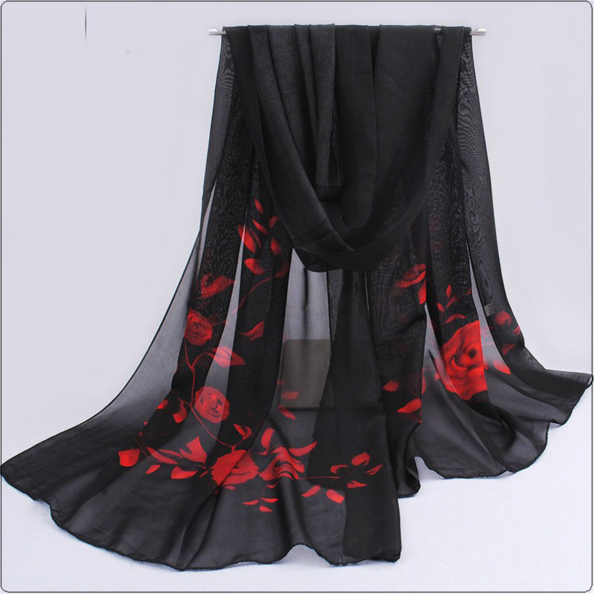 Beach Towel Large - 1 Stück Chiffon-Schal, schlicht, elegant, Blumendruck,