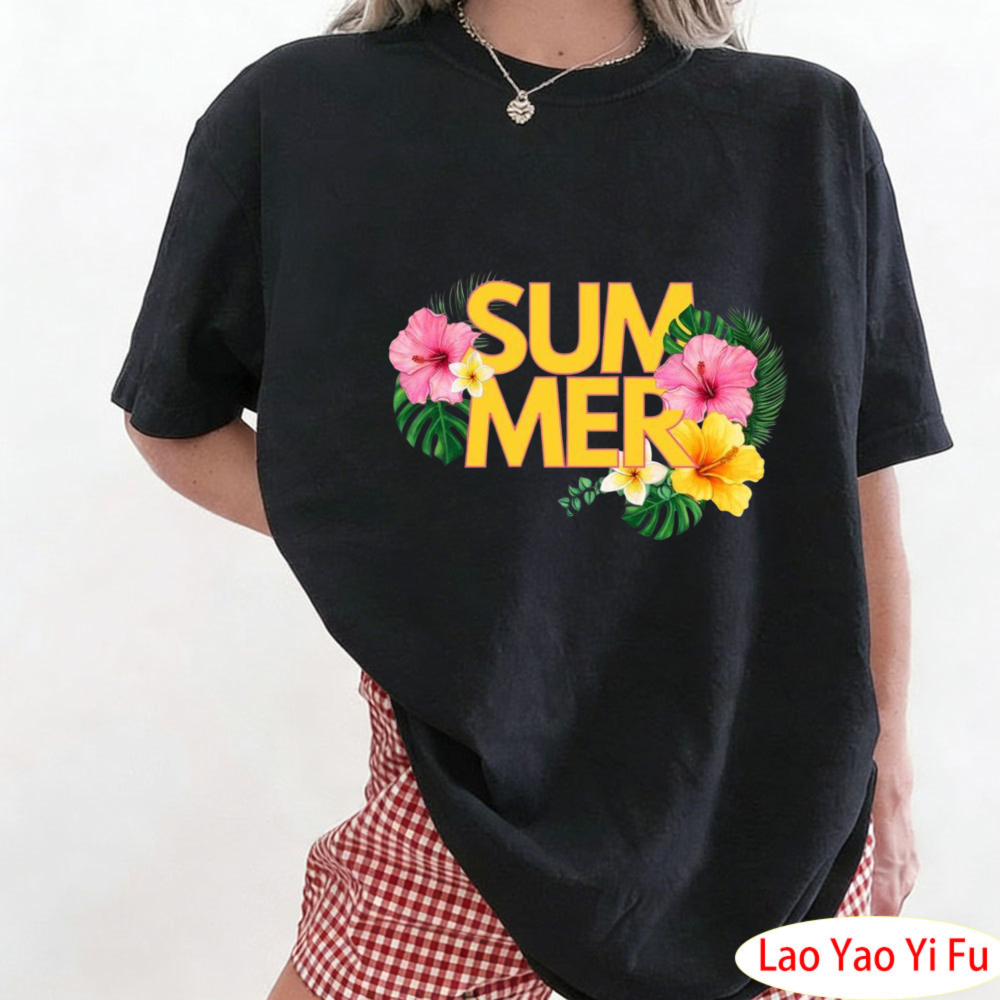 Resort Shirt Floral - Sommerliches tropisches Blumen-T-Shirt, farbenfrohes Blumenmuster-T-Shirt für