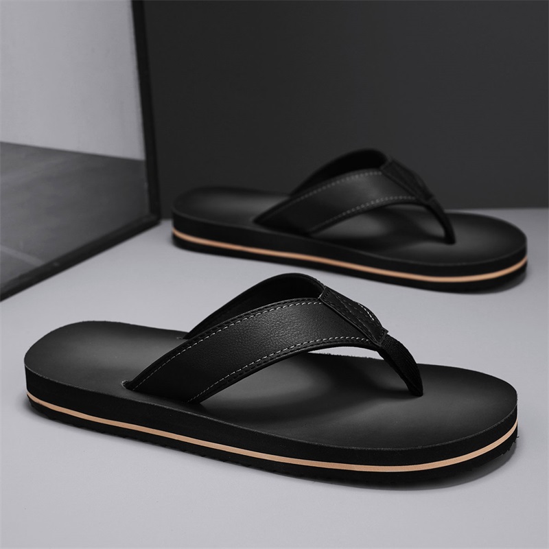 Flip Flop Leather Men - Herren Vintage Flip-Flops aus gewaschenem Kunstleder,