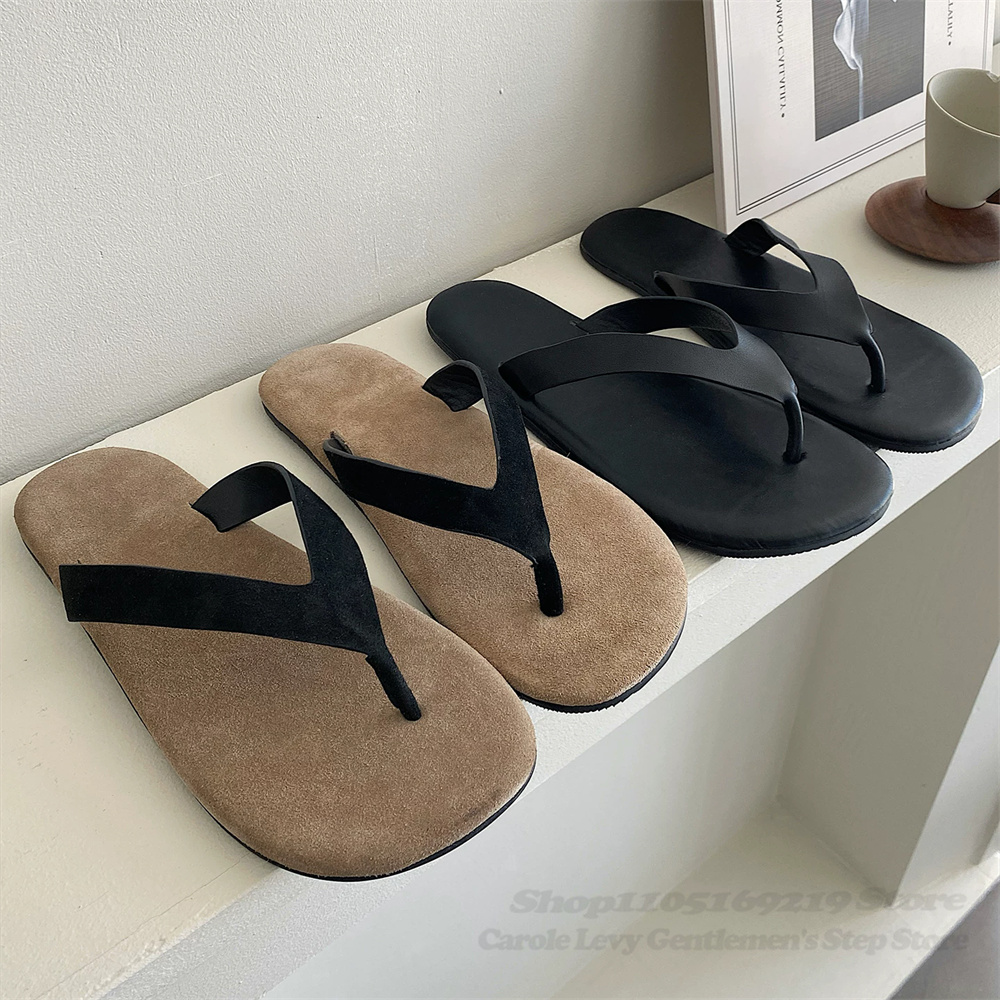 Flip Flop Leather Men - Vintage-Stil Kuhwildleder Clip-On Flip-Flops für Herren