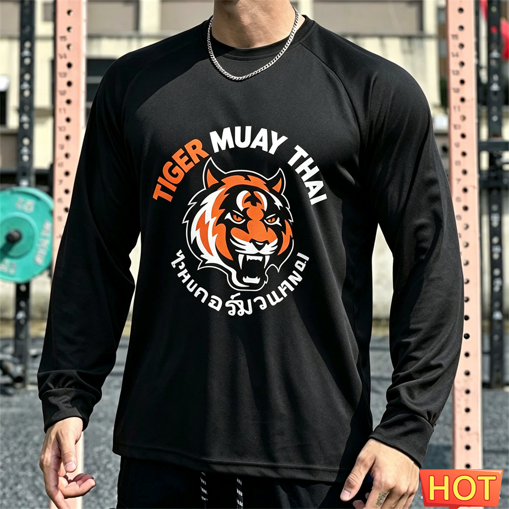 Tee Graphic Print - Muay Thai Herren Langarm-T-Shirt Herbst Herren