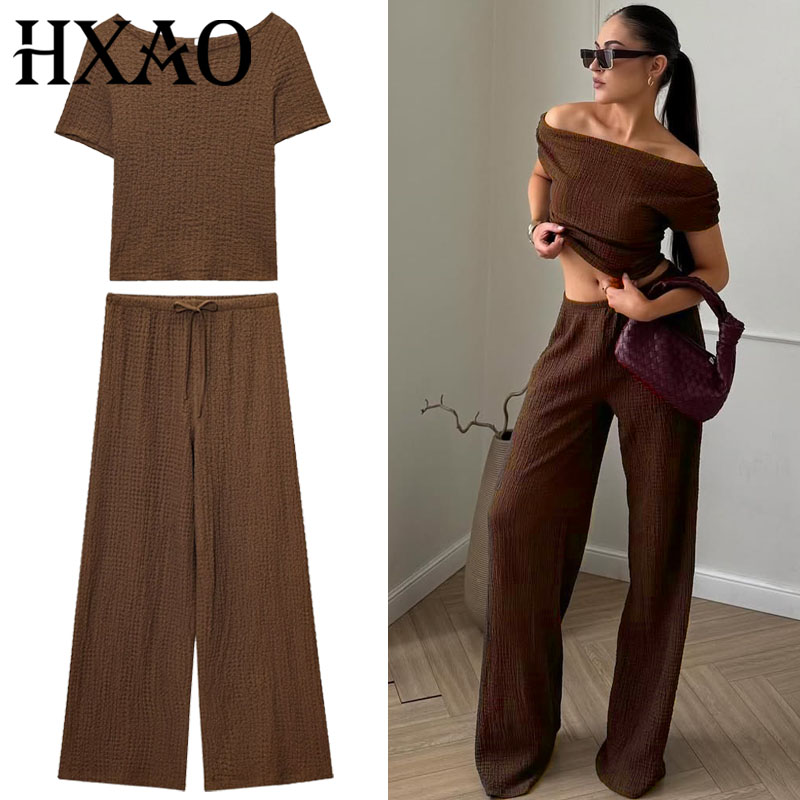 Short Linen Drawstring - Hose Sets Leinen Sommer frauen Anzug