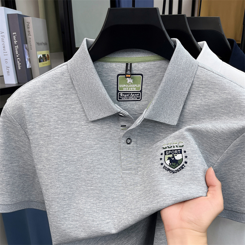 Polo Shirt Pique - Herren Poloshirt Kurzarm Bestickt Piqué-Strick Weiß